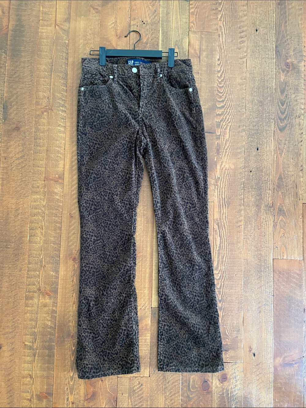GAP Brown Leopard-Print Straight / Baby Boot Jeans